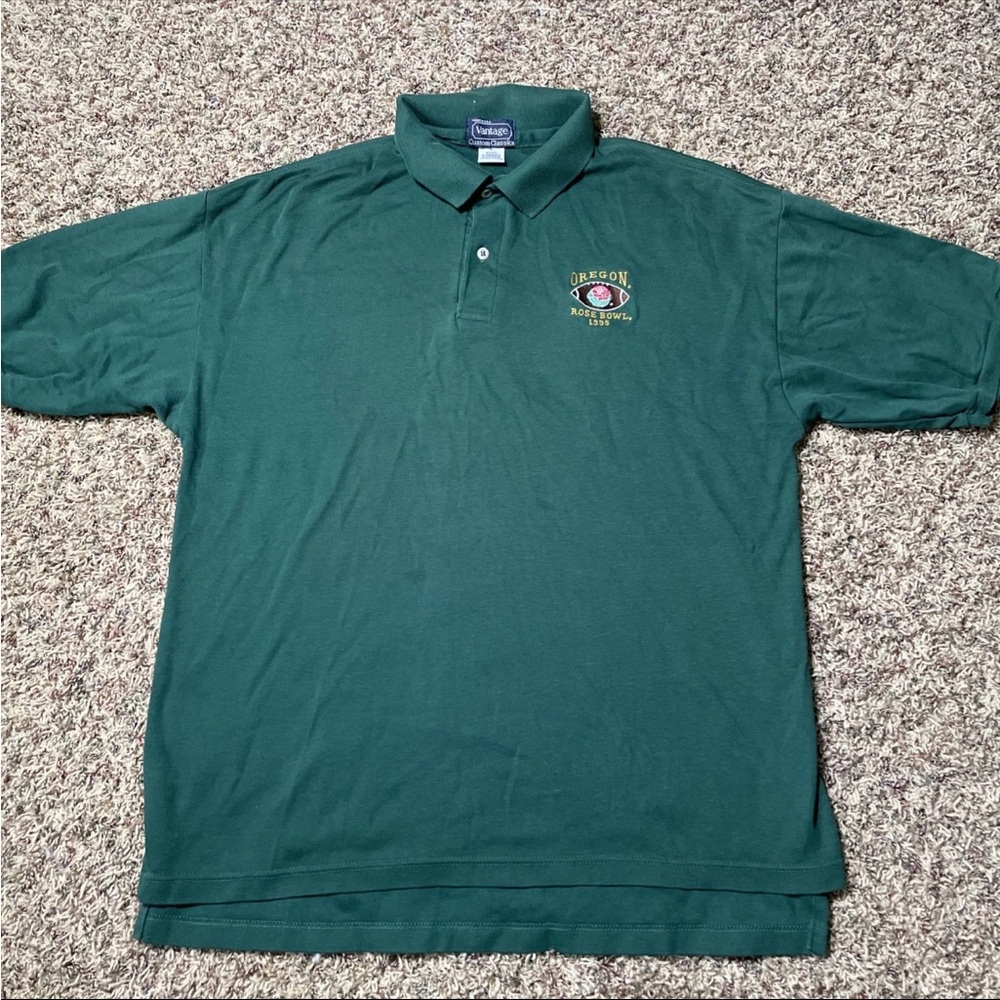 Oregon Duck Rose Bowl 1995 USA Green Adult Size Large Polo Vintage